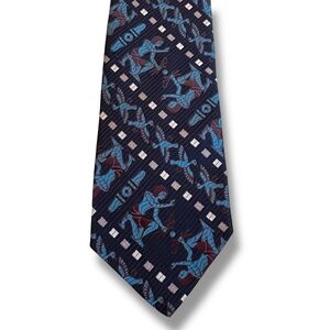 Primo New York Neck Tie 4.5" wide Egypt Theme Vintage 80s Sanger Harris Tag